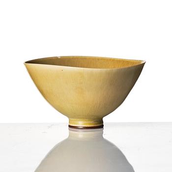 Berndt Friberg, a set of three stoneware vases and a bowl with rabbit's fur glazes, Gustavsberg Studio, Sweden 1953-1958.