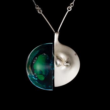 BJÖRN WECKSTRÖM, A NECKLACE Kilimandjaro, sterling silver, acrylic, Lapponia.