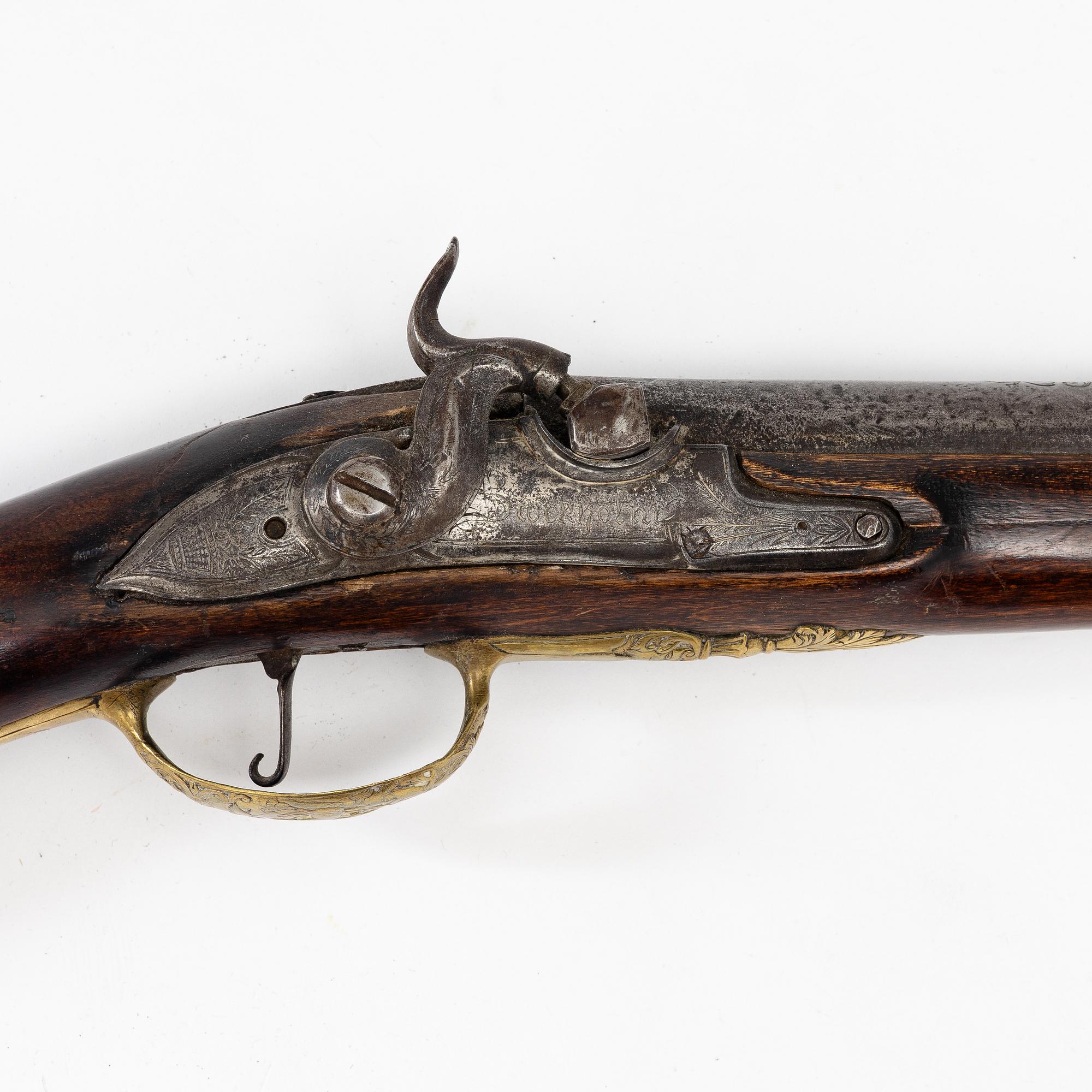 Percussion gun, converted from flintlock, Sweden, 18th century.