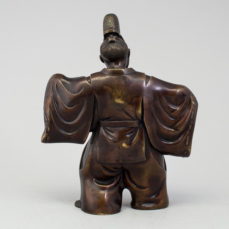 Two Japanese bronze sculptures of dancers, Meiji period (1868-1912). Signed to base.