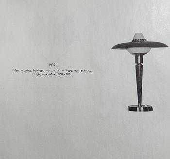 Hans-Agne Jakobsson, a table lamp, model "2932", Karlskrona Lampfabrik, Sweden 1950s.