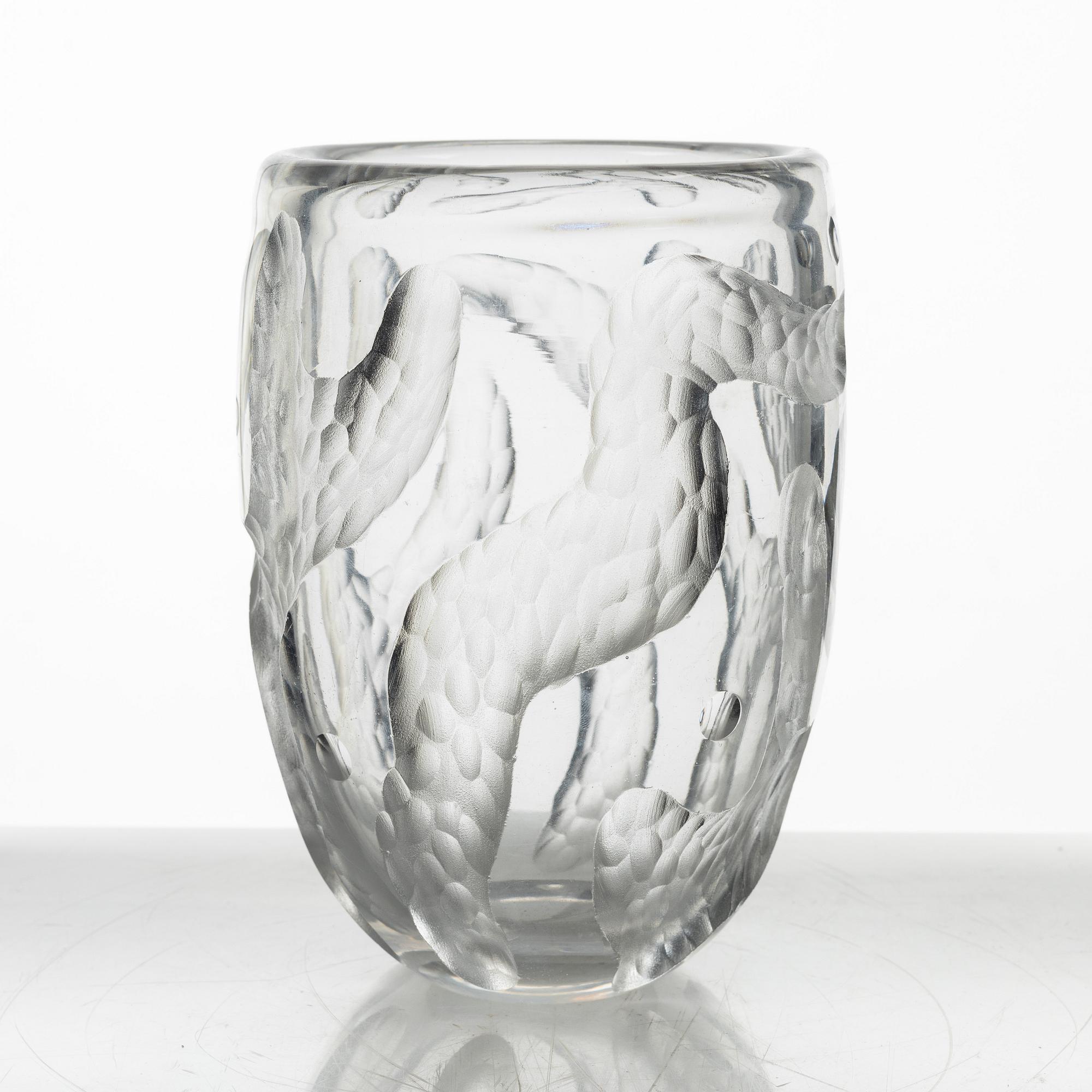 Sven Erik Skawonius, vas, slipat klarglas, Kosta 1940-tal.