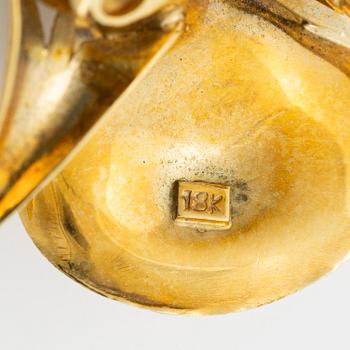 Brosch, 18K guld i form av blomma med turkoser.