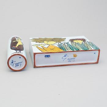 A set of two "Karneval" fayance vases by Stig Lindberg Gustavsberg studio.