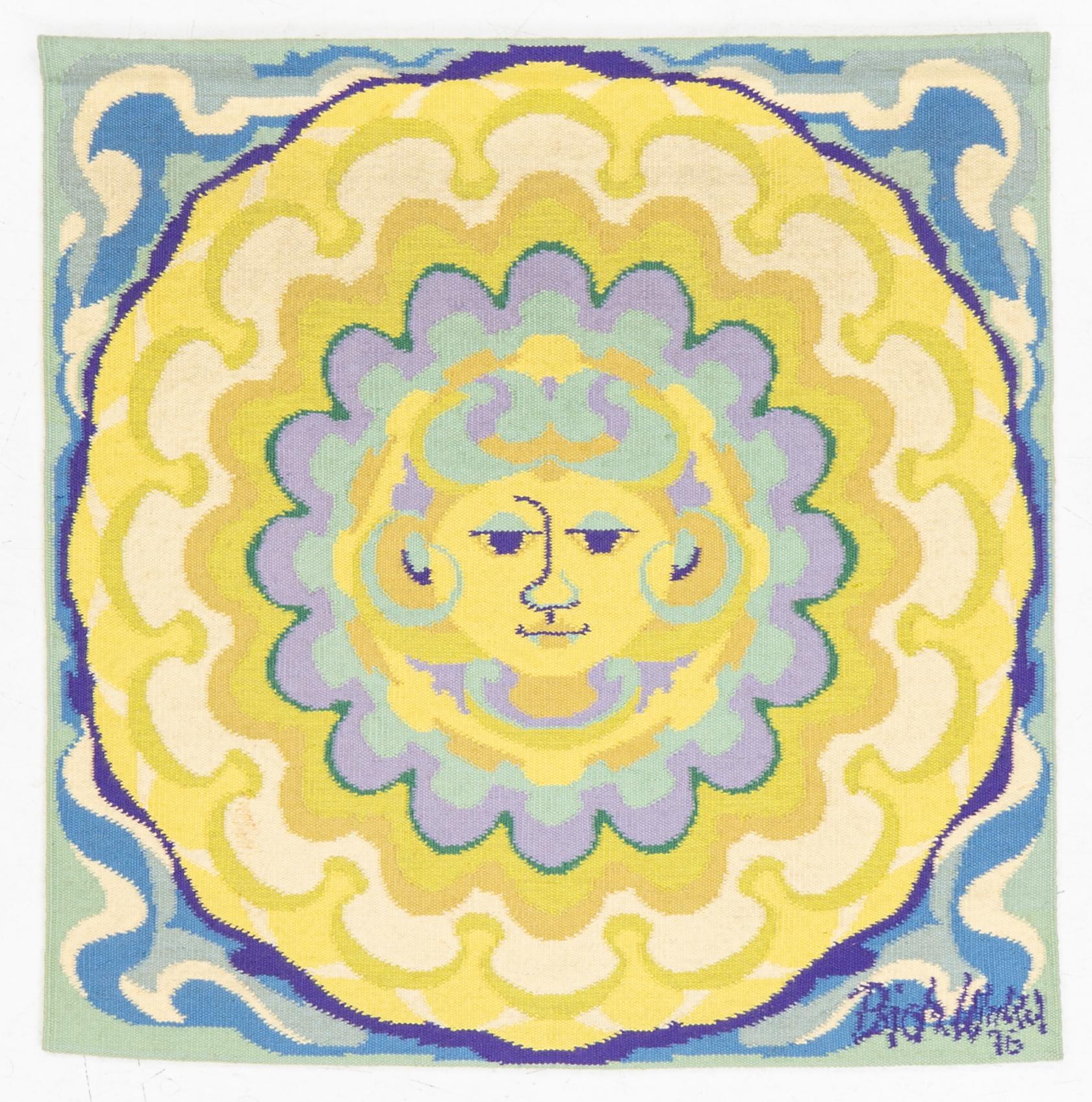 Björn Wiinblad, väggtextil, "Moon, Small", Loom Art Collection, numrerad 4/60, ca 115 x 114 cm.