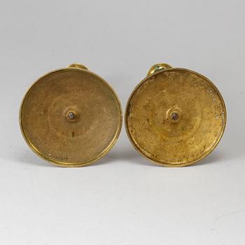 A pair of brass candlesticks, Otto Meyer, Stockholm, ca 1900.