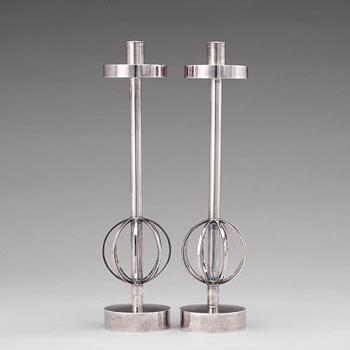 Sigurd Persson, a pair of candlesticks, Stockholm 1964, silversmith Johann Wist.