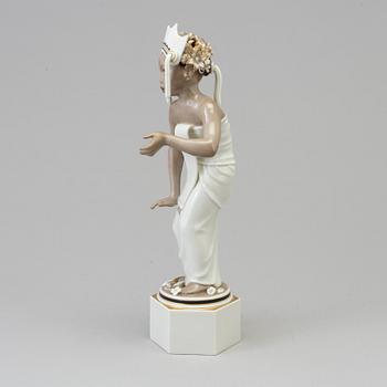 An Arno Malinowski porcelain figurine, 'Balinese dancer', for Royal Copenhagen, Denmark, 1940s.