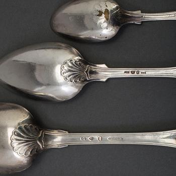 BESTICK, 42 delar, silver, modell Engelsk Snäck, 18/1900-tal.