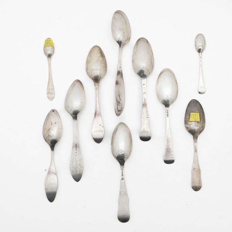 Skedar, 10 st, silver, Sverige, 1769-1828.