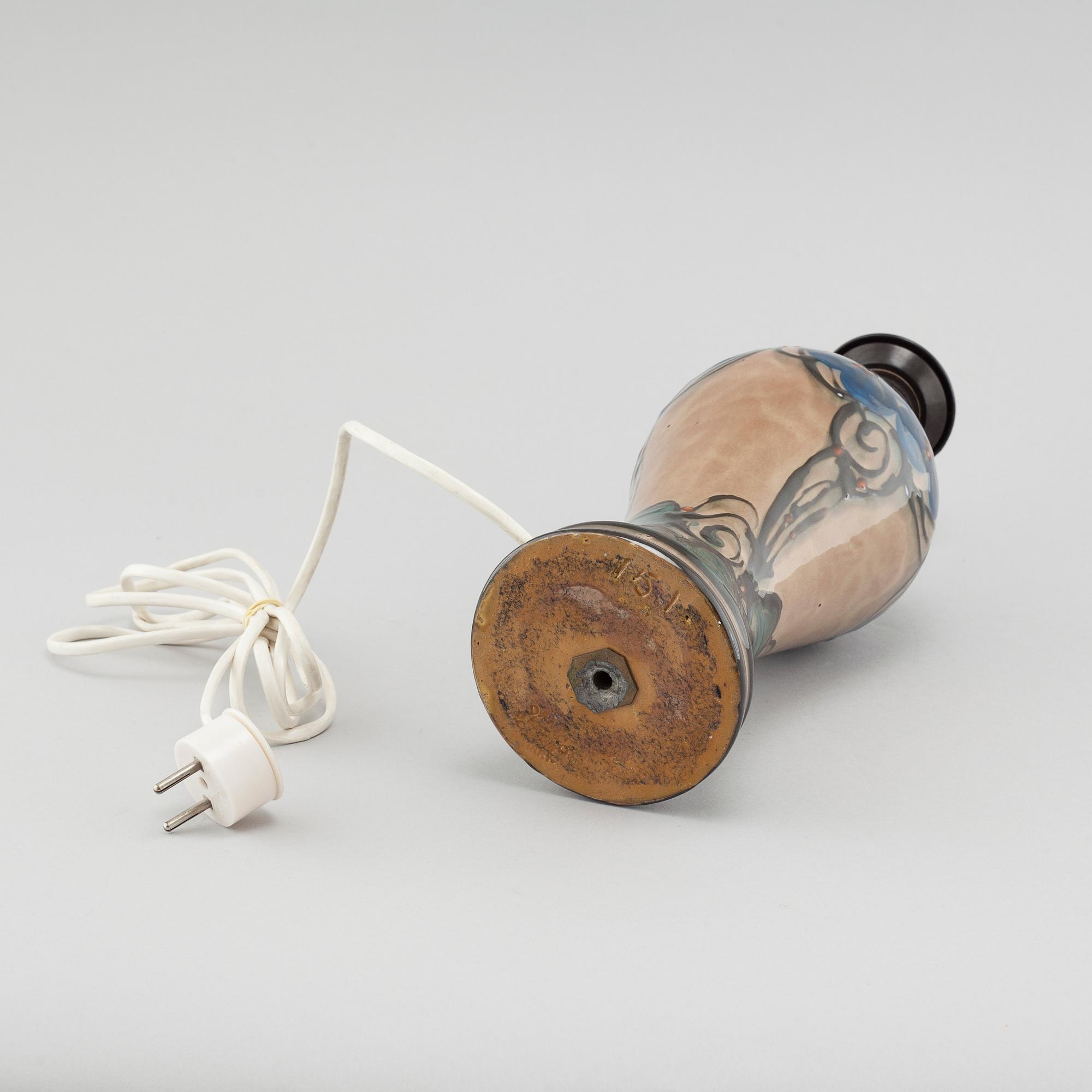 An early 20th century ceramic table lamp by Danico, Denmark.