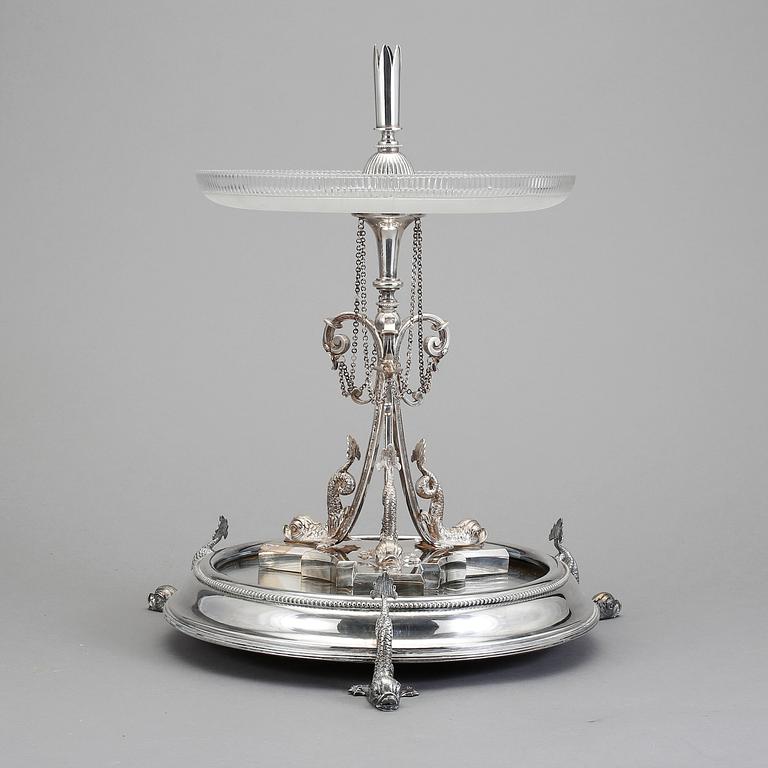SPEGELPLATEAU, 2 st, nysilver, 1900-talets första hälft.