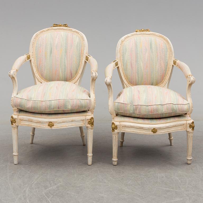 Two Louis XVI armchairs, France, late 18th century.