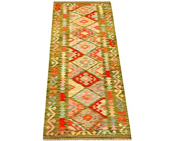 A runner carpet, kilim, c. 241 x 68 cm.
