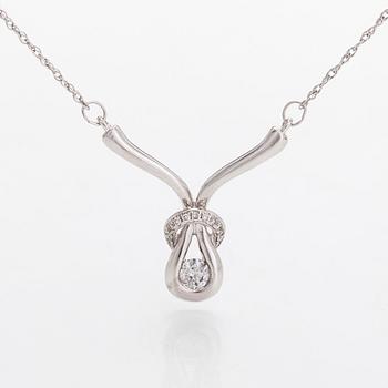 A 14K white gold necklace, with diamonds totalling approximately 0.15ct.