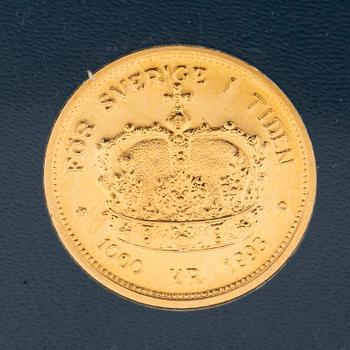 Gold coin, 21.6 carat, King of Sweden for 20 years, “SEK 1,000”, Sveriges Riksbank, 1993.