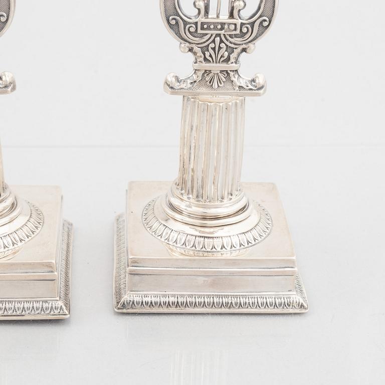A pair of Swedish silver candlesticks, mark of Adolf Zethelius 1823.