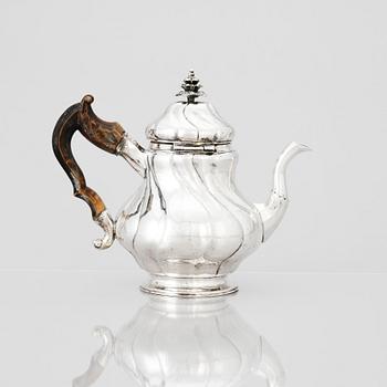 A Swedish early Rococo silver tea-pot, mark of Nils Bergqvist, Stockholm 1754.
