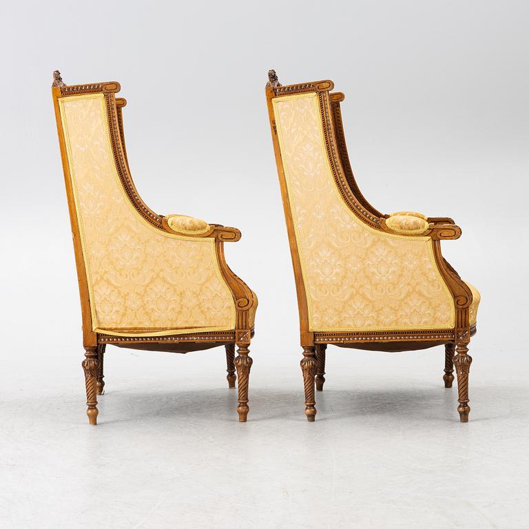A pair of Louis XVI-style armchairs, around 1900.
