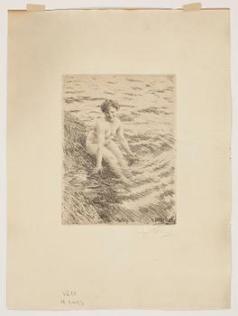 Anders Zorn · ANDERS ZORN, etsning, signerad med blyerts. Utförd 1911.