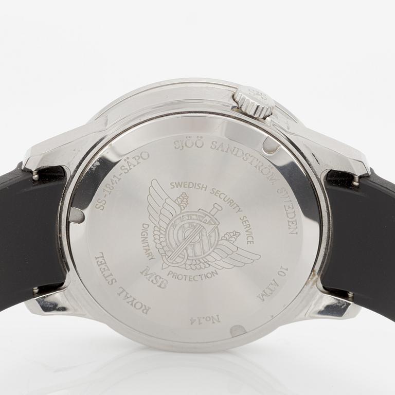 Sjöö Sandström, Royal Steel, Worldtimer, "SÄPO/Swedish Security Service", wristwatch, 41 mm.