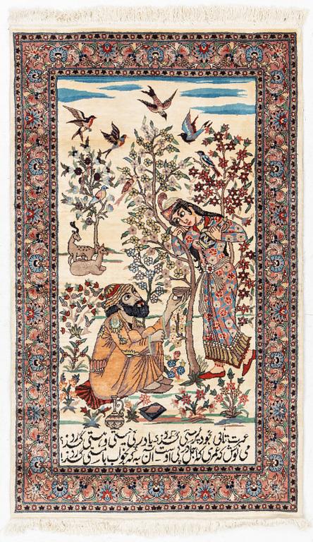 A figural Nain rug, c. 155 x 94 cm.