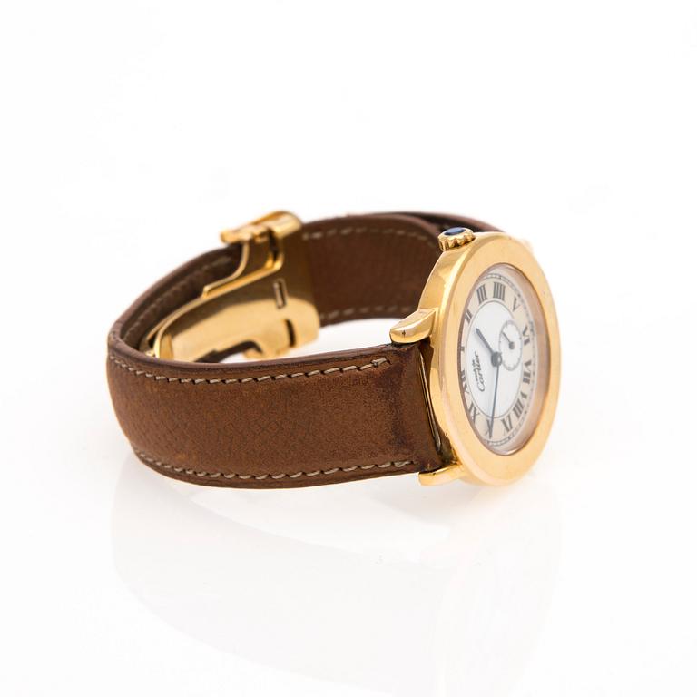 ARMBANDSUR, Must de Cartier, förgyllt silver, läderarmband.