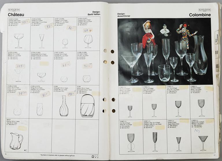 A lot of eleven books regarding Kosta and Kosta Boda glasbruk.