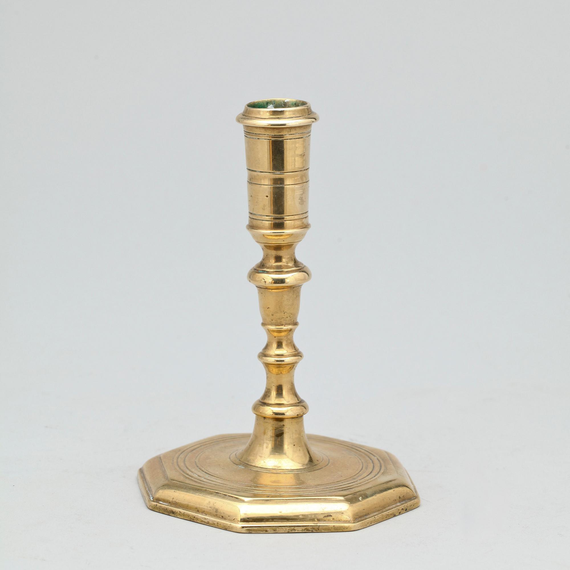 LJUSSTAKE, mässing, barock, 1700-tal.