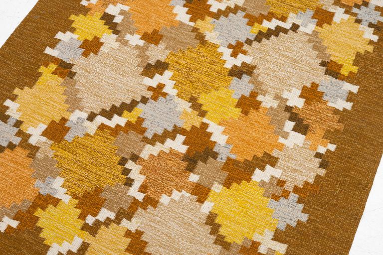 Ingegerd Silow, matta, rölakan, "Barken", komponerad 1976, signerad IS, ca 200 x 135 cm.