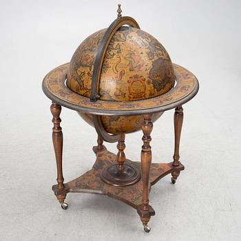 A globe drinking cabinet, late 20th Century.