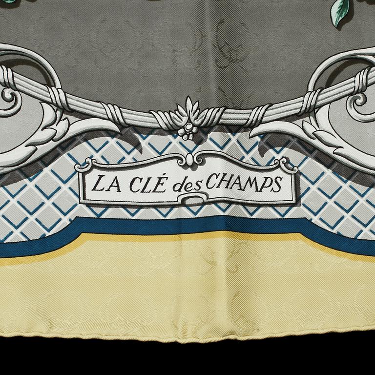 SCARF, jaquardvävt siden, "La Cle des Champs", design Françoise Façonnet, Hermés, 1900-tal.