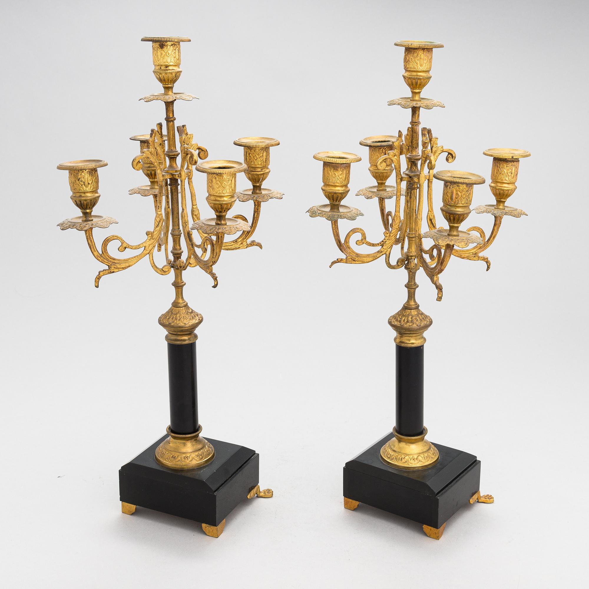 A pair of candelabras, from late 19th century.
