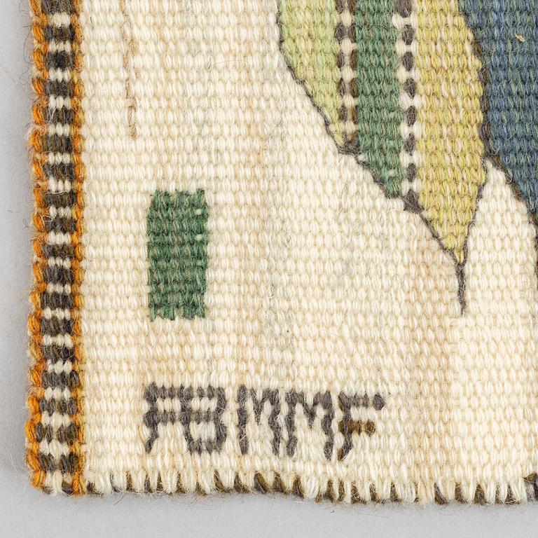 Märta Måås-Fjetterström, a textile, "Blomlapp (Axet)", tapestry weave, c 25 x 22 cm, signed AB MMF.