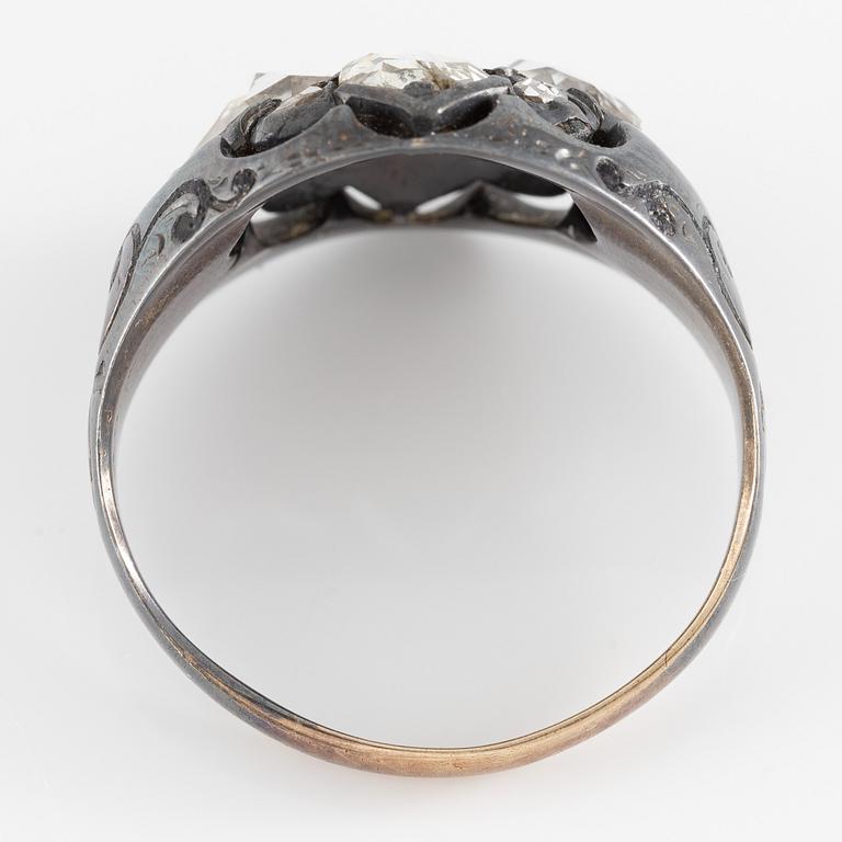 Ring, silver with rose-cut diamonds.