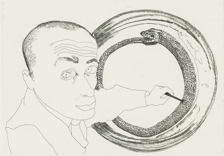 Francesco Clemente, ”Self portrait nr 4, Snake”.