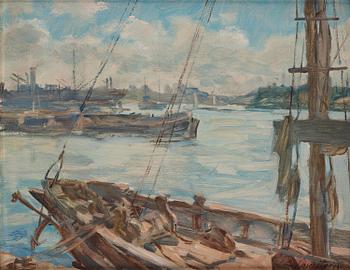 592. Lotte Laserstein, By the quay, Stockholm.