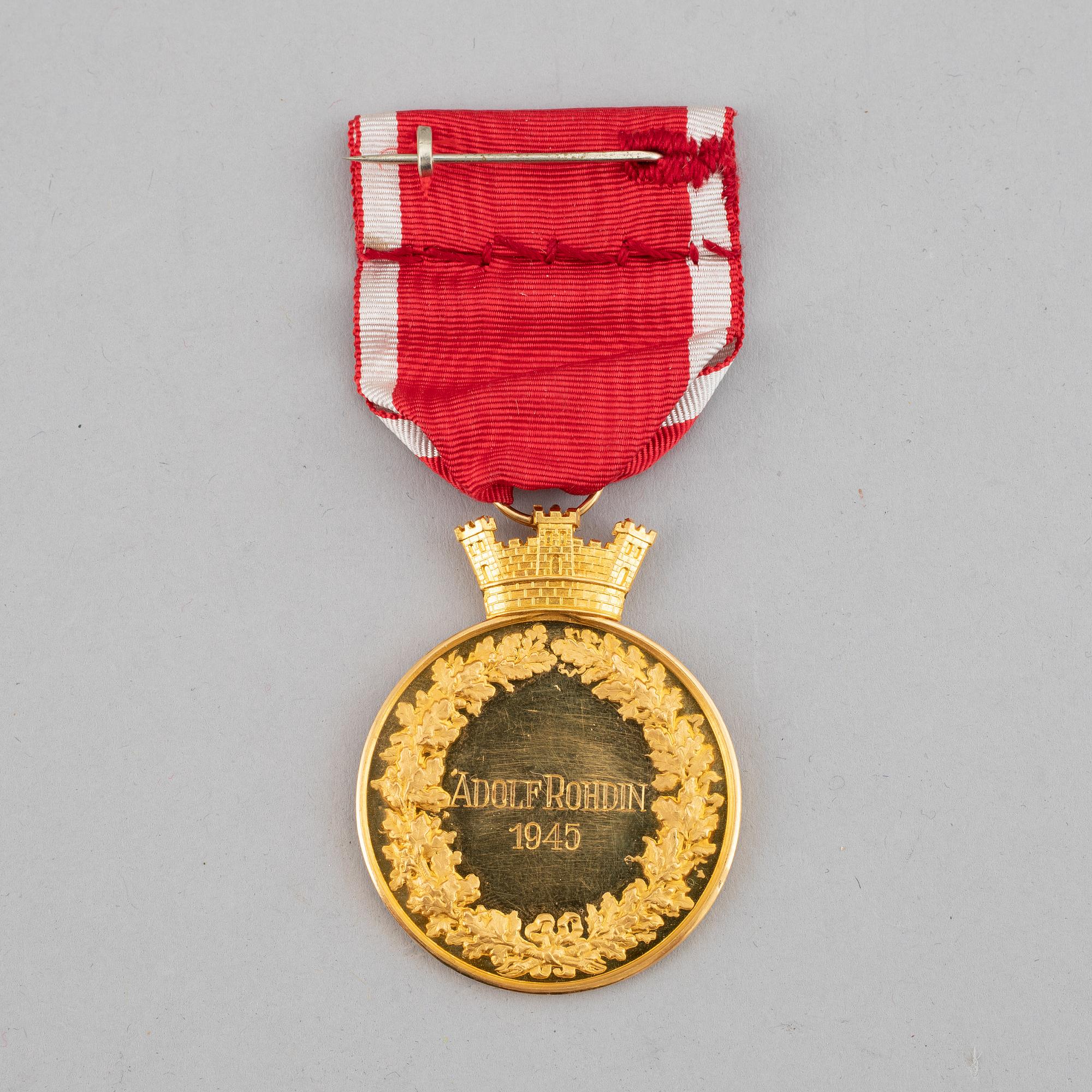 Medalj, Försäkringsbolaget Allmänna Brand af 1842, 18K guld.