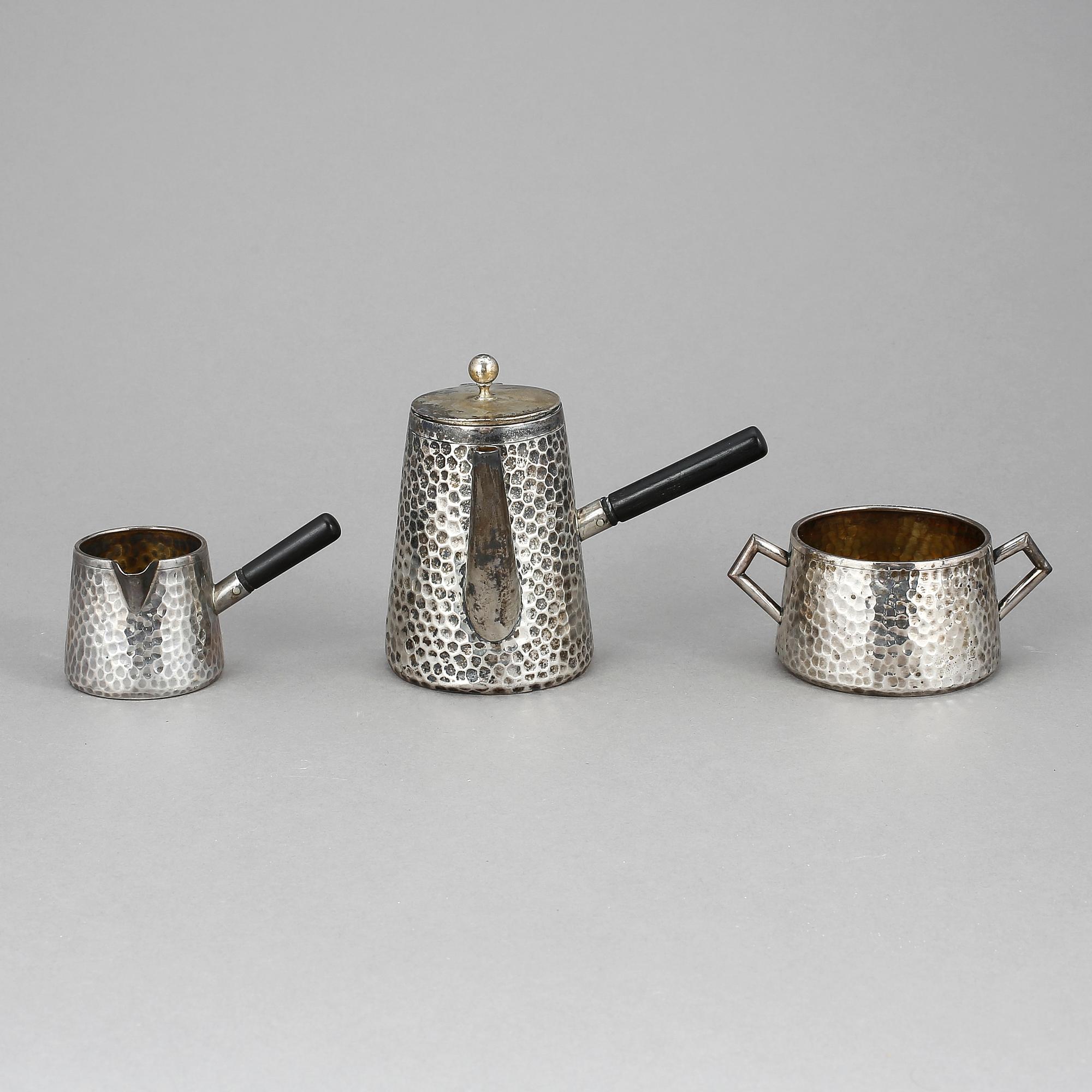 KAFFESERVIS, 3 delar, silver, Köpenhamn 1896-97. Tot ca 280gram.