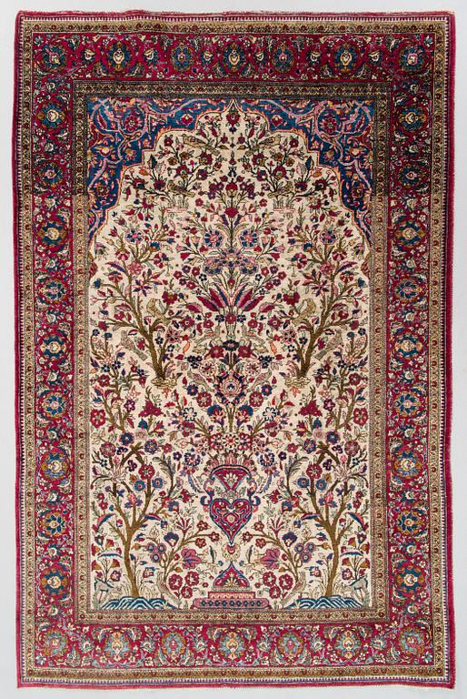 Rukousmatto, Keshan, silkki, n. 198x129 cm.