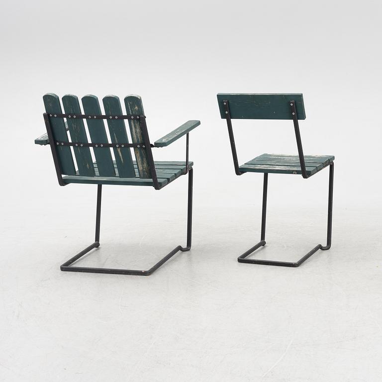 A garden table with five chairs, Grythyttan, Sweden, second half of the 20th century.