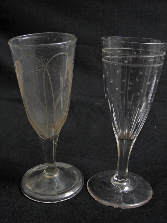 CHAMPAGNEGLAS, 4+2. Empire, 1800-tal.