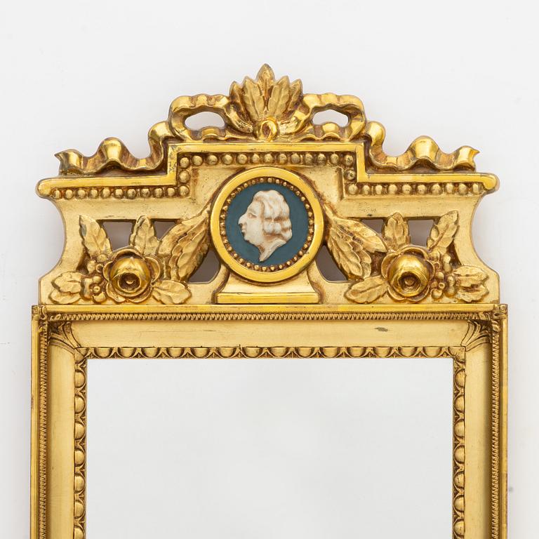 A Gustavian style mirror, Glas & Trä, Hovmantorp, mid-20th Century.