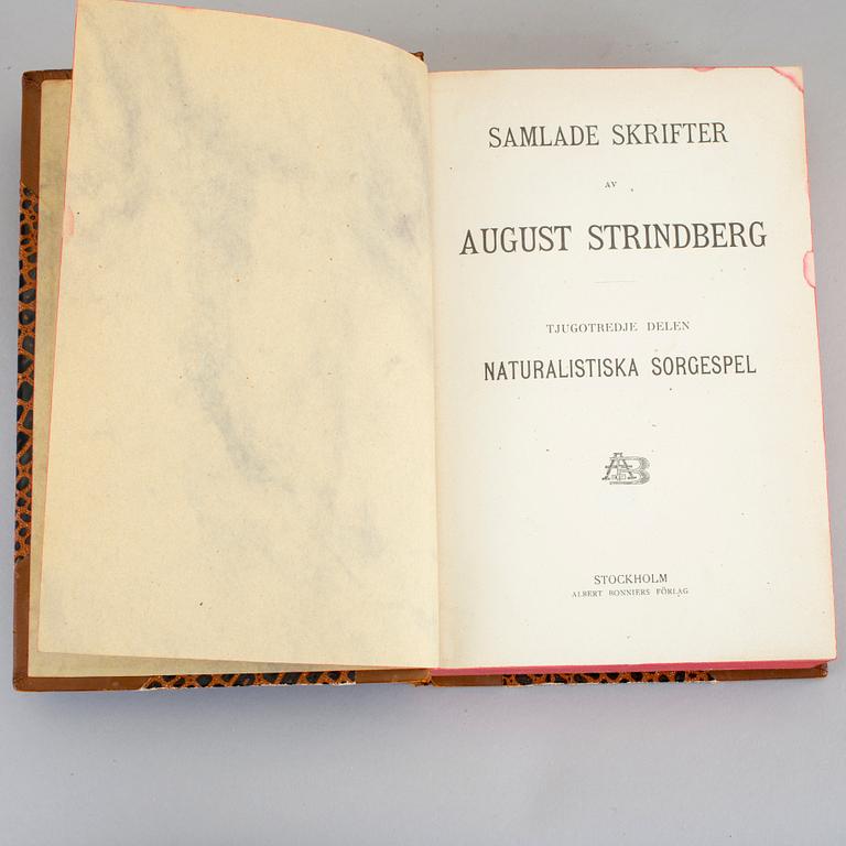 AUGUST STRINDBERGS SAMLADE VERK, 55 vol, 44 delar, Albert Bonniers förlag, Stockholm, 1913-20.
