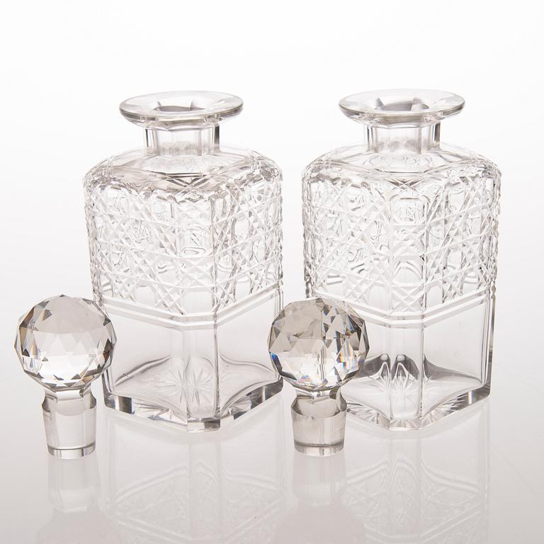 Locking Liquor Decanter Caddy / Two-bottle Tantalus, England 20th Century.