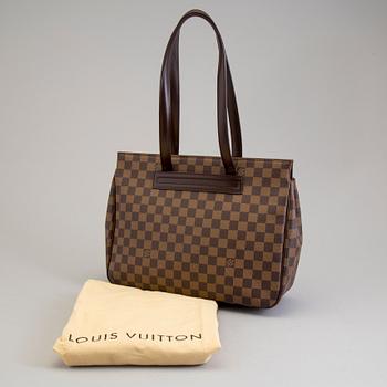 LOUIS VUITTON DAMIER EBENE PARIOLI SHOULDER TOTE.