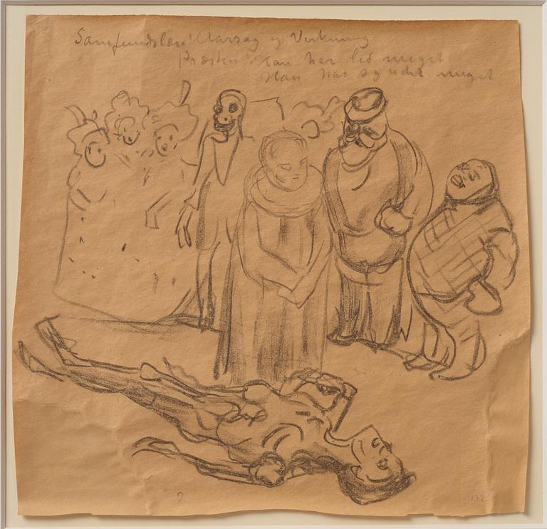 Edvard Munch, "Karikatyr: Samfundslaere, årsak og virkning" (Caricature: Social Studies, Cause and Effect".