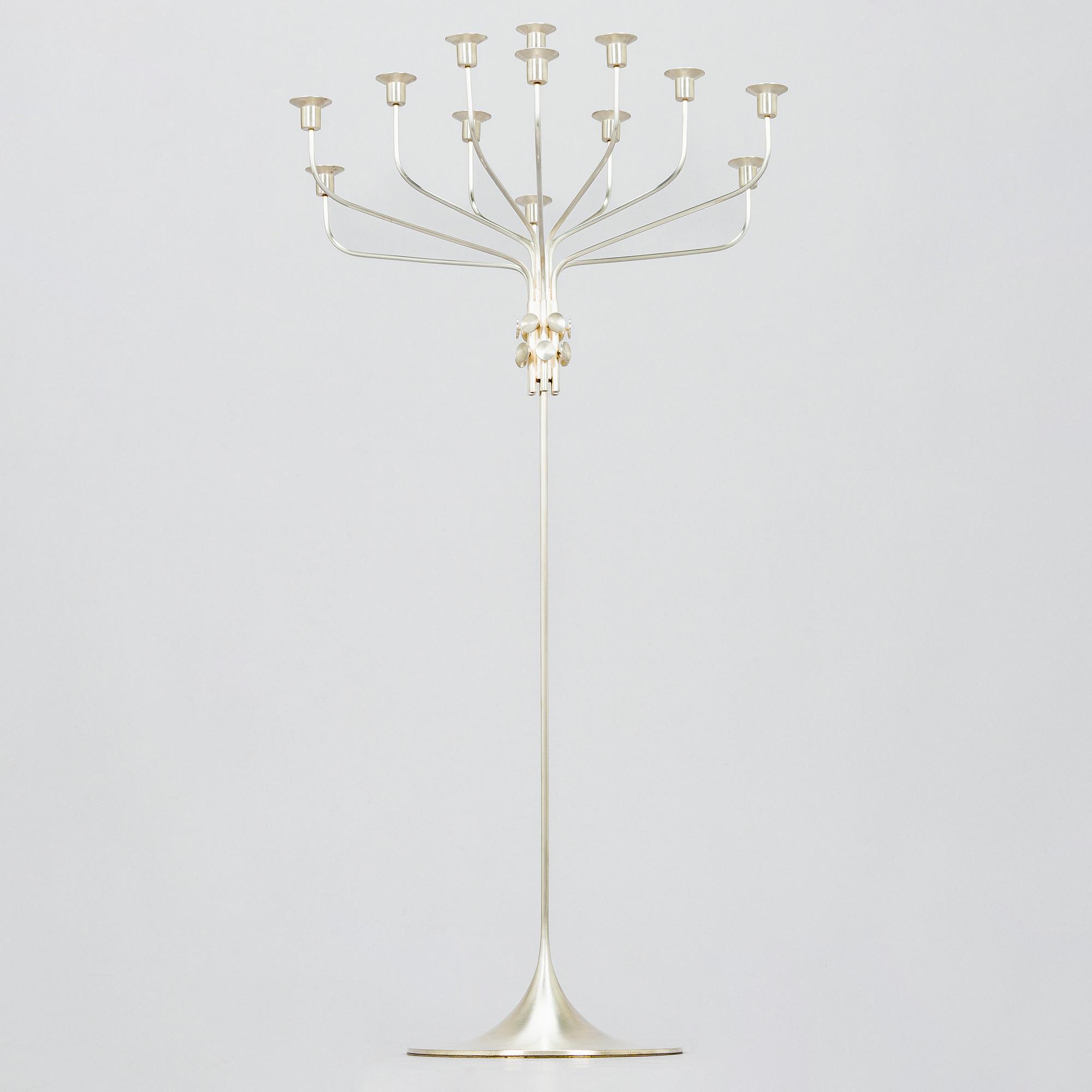Tapio Wirkkala, a thirteen-candle silver candelabrum, model TW 412, Kultakeskus, Hämeenlinna Finland 2008.