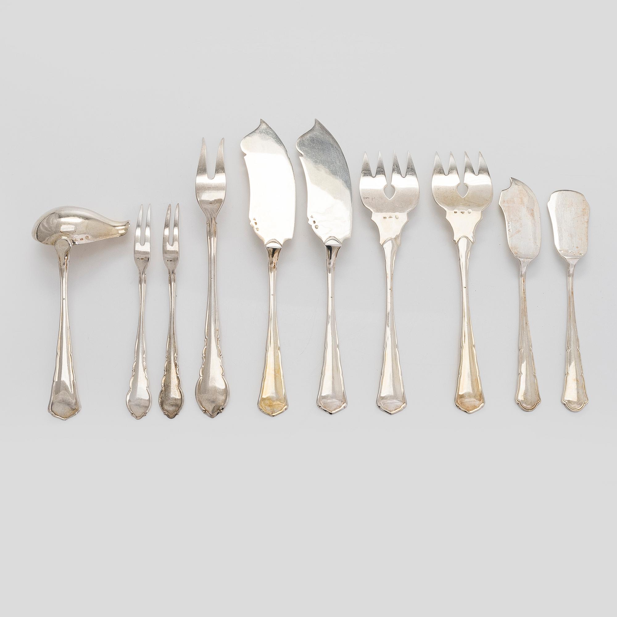 Ten silver utensils, Czechoslovakia 1945-49.