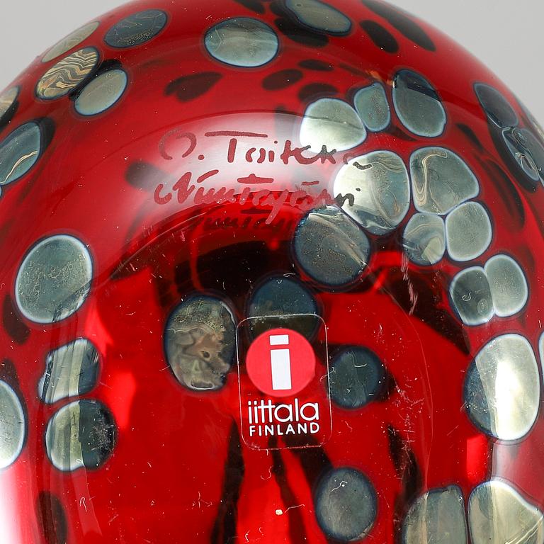 OIVA TOIKKA, lasilintu, Ruby bird (Rubiinilintu), signeerattu O Toikka Nuutajärvi.